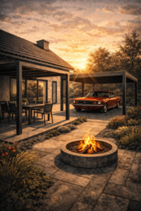 Montaż pergoli i wiat garażowych Bielsko-Biała – stal i drewno